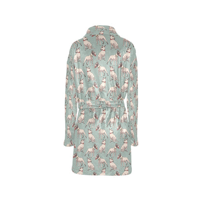 Bull Terrier Cute Print Pattern Women's Fleece Robe