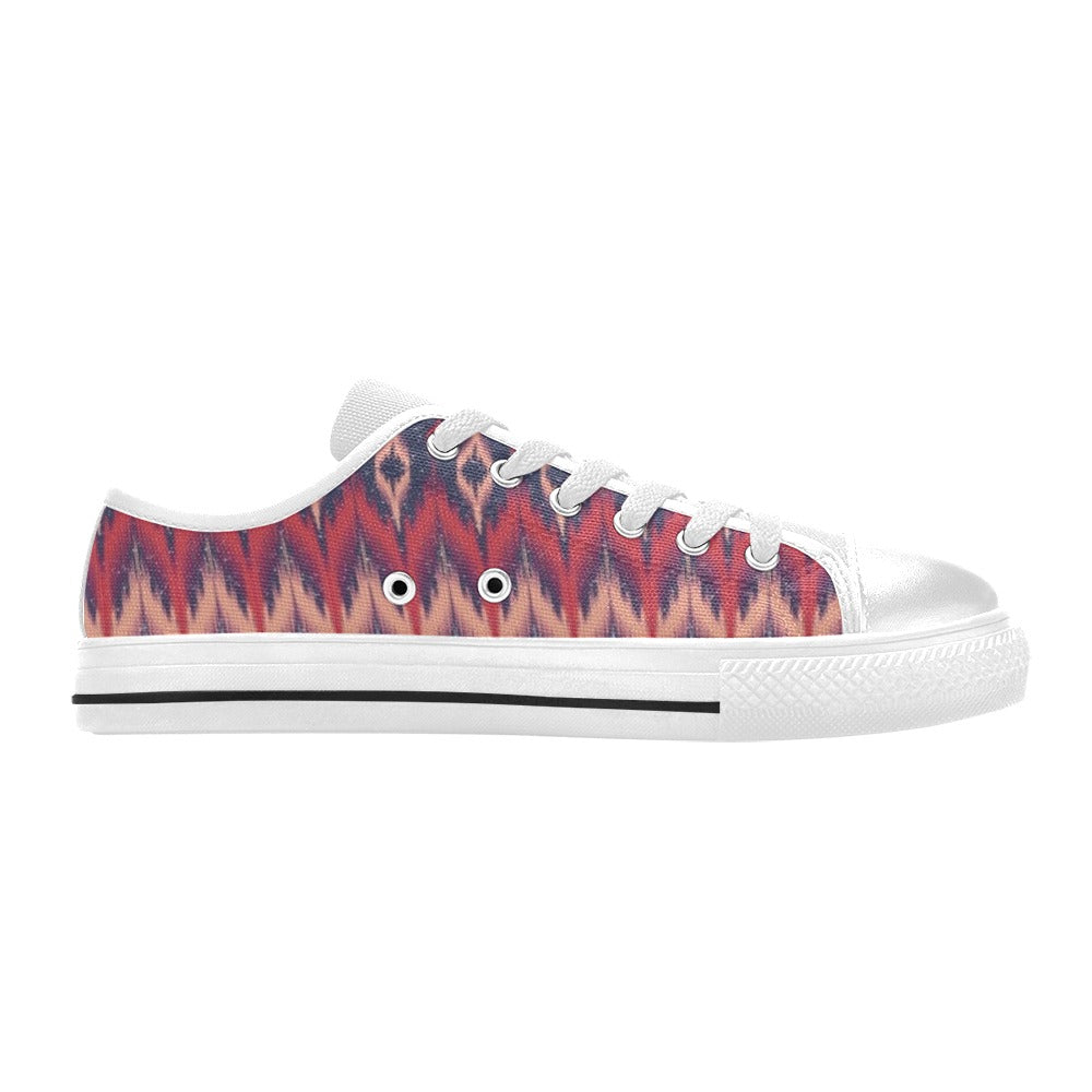 Ikat Print Design LKS401 Women's White Low Top Shoes