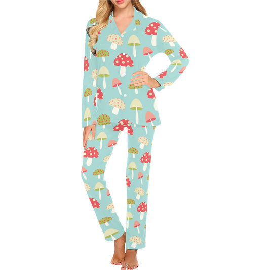 Mushroom Pattern Print Design A01 Women's Long Pajama Set