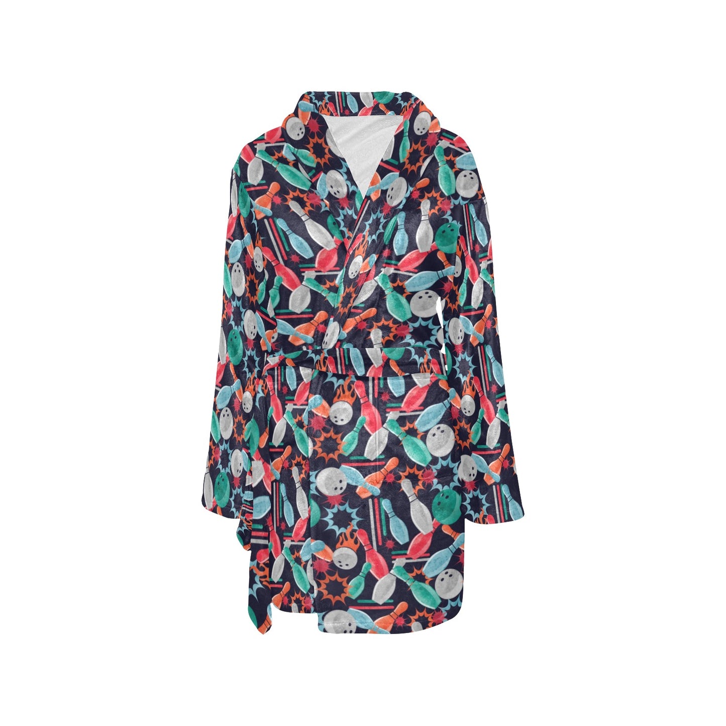 Bowling Pattern Print Design 08 Women's Fleece Robe