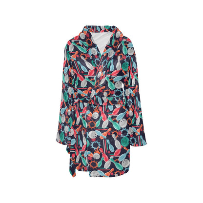 Bowling Pattern Print Design 08 Women's Fleece Robe