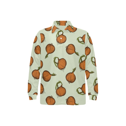 Onion Pattern Print Design A05 Long Sleeve Polo Shirt For Men's