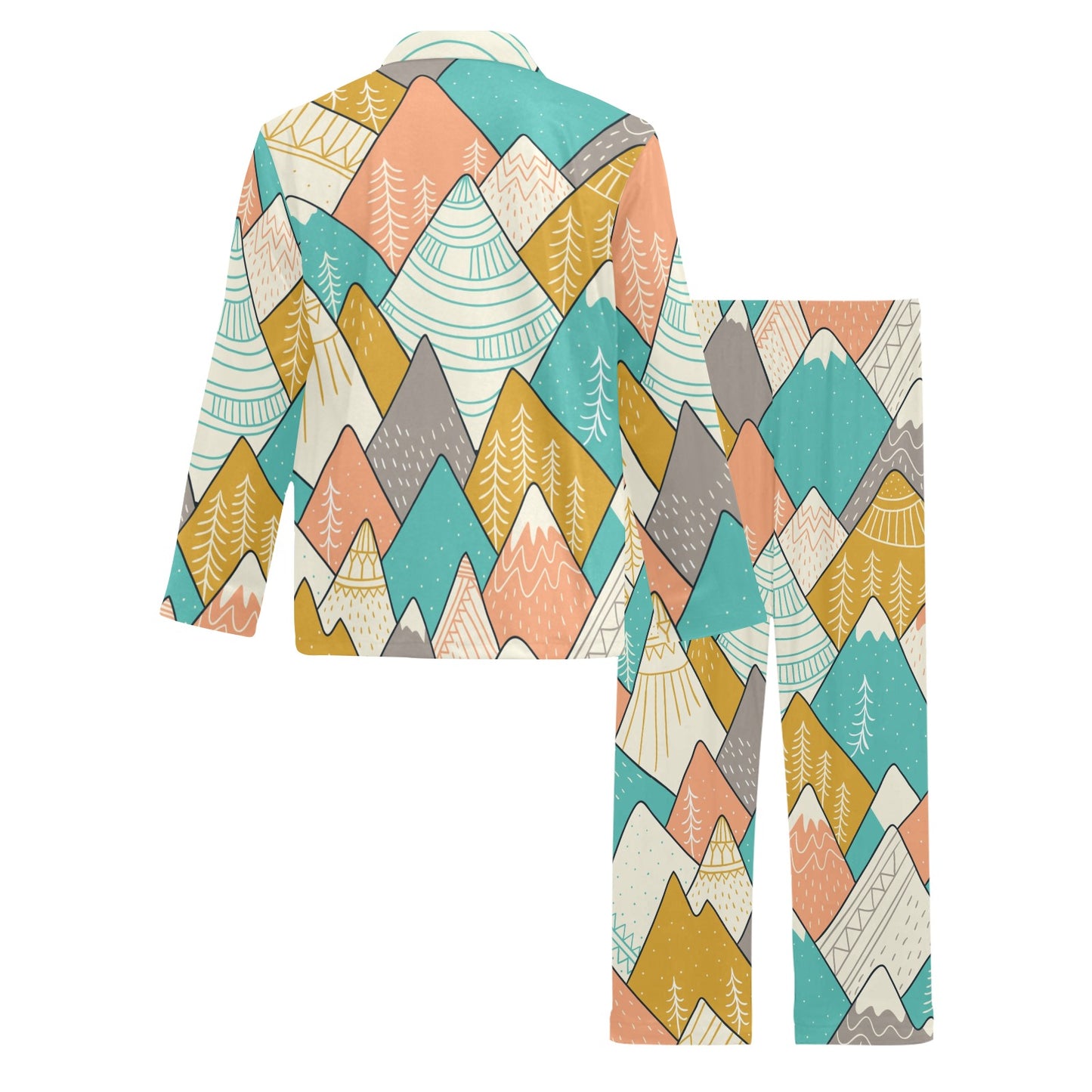 Mountain Pattern Print Design 02 Men's Long Pajama Set