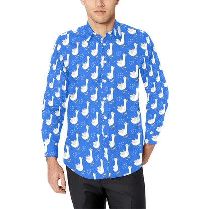Goose Print Design LKS402 Men's Long Sleeve Dress Shirt