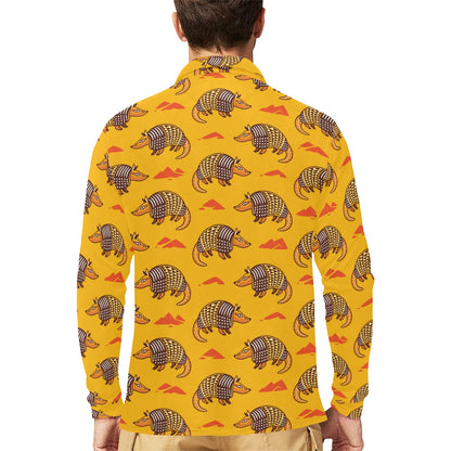 Armadillo Pattern Print Design 03 Long Sleeve Polo Shirt For Men's