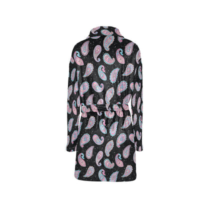 Paisley Pink Design Mandala Print Women's Fleece Robe
