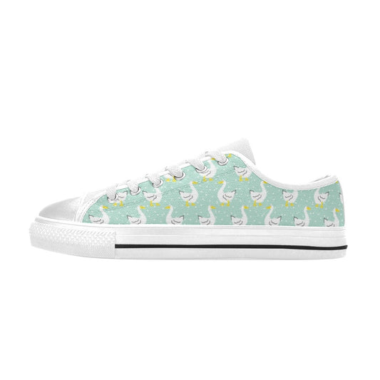 Goose Print Design LKS404 Women's White Low Top Shoes