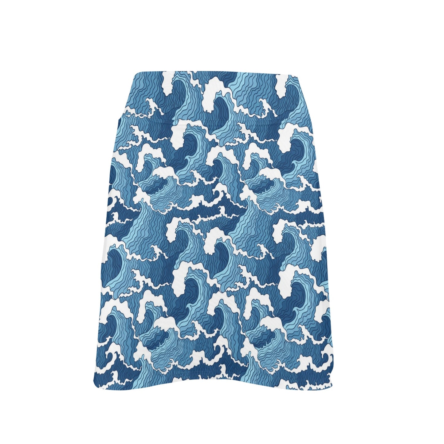 Wave Themed Pattern Print 17" Golf & Pickleball Skort with Pockets