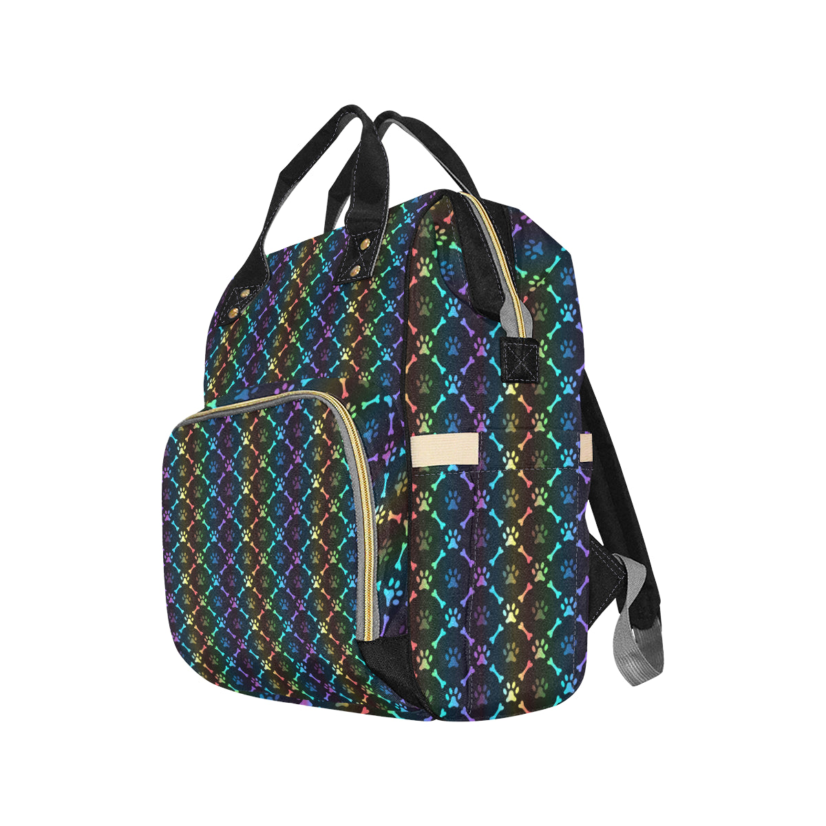 Paw Rainbow Print Diaper Bag Backpack