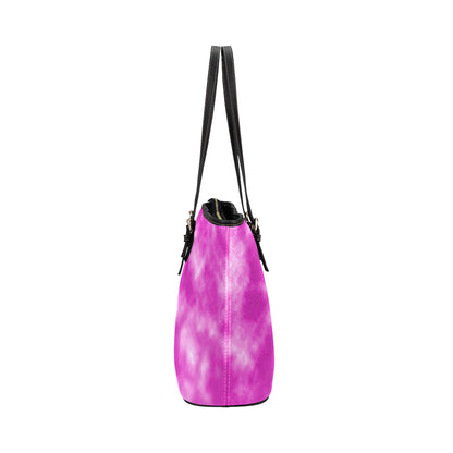 Tie Dye Pink Design Print Leather Tote Bag