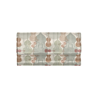 Violin Pattern Print Design 01 Women's Trifold Wallet