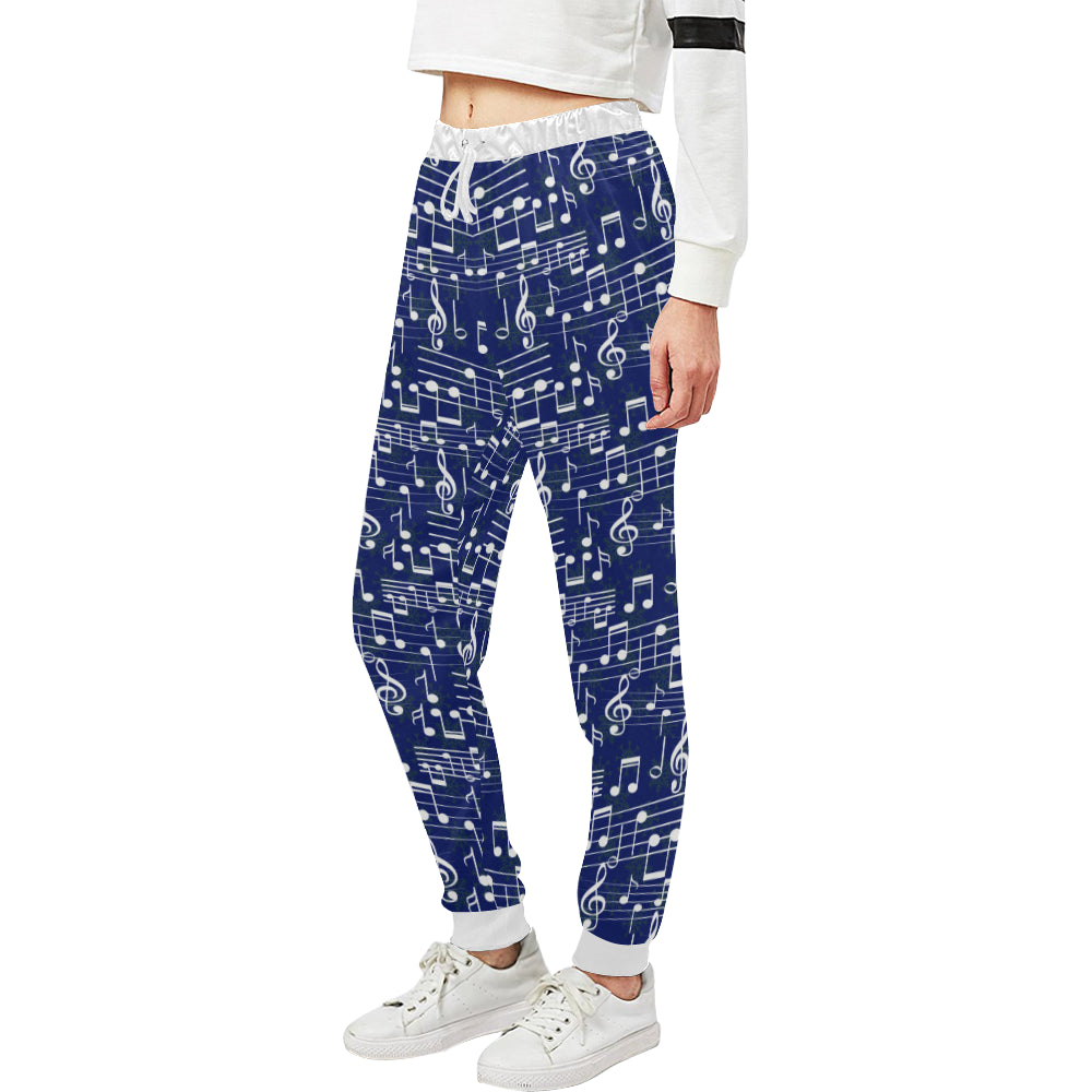 Music Note Blue Themed Print Unisex Sweatpants
