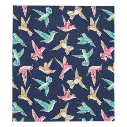 Hummingbird Cute Pattern Print Design 01 Premium Quilt