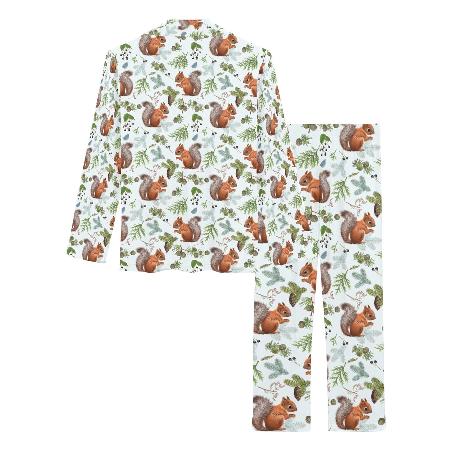 Squirrel Print Design LKS308 Women's Long Pajama Set