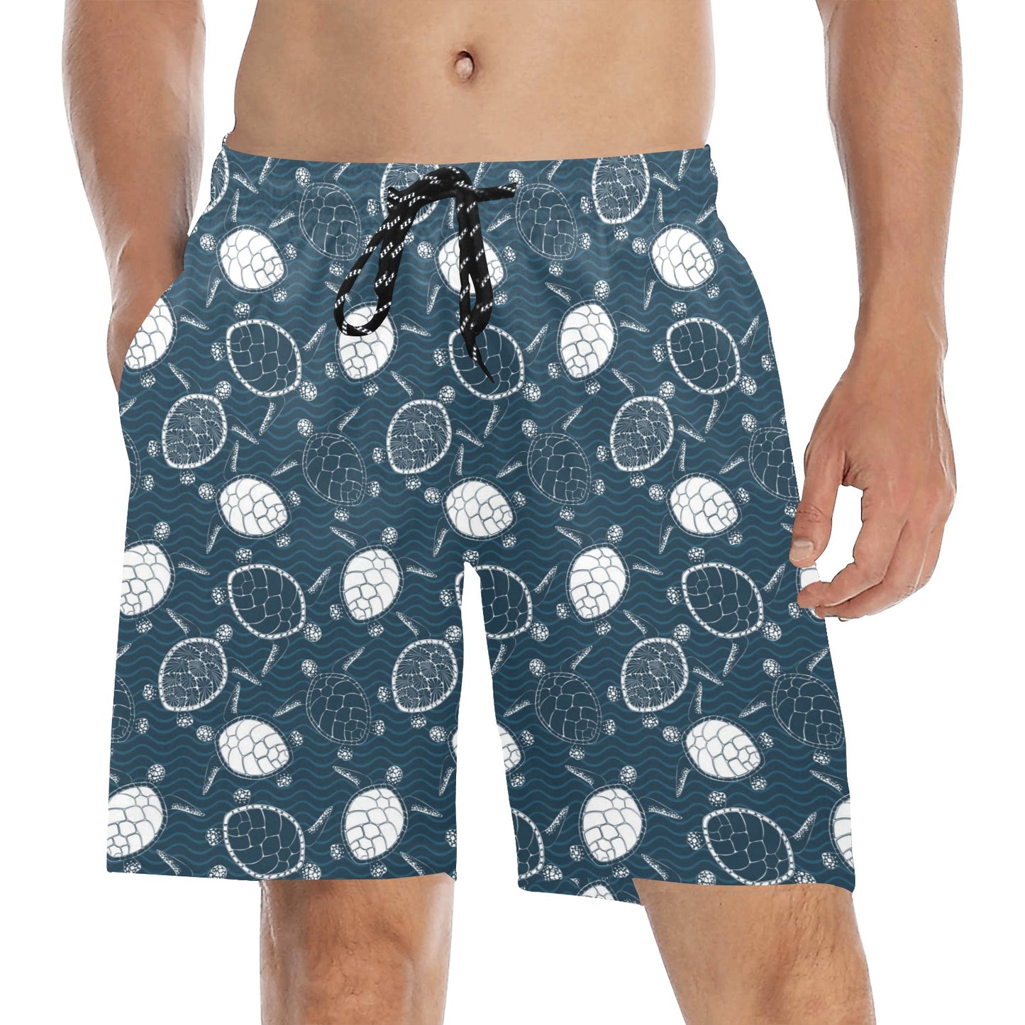 Sea Turtle Print Design LKS3015 Men's Swim Trunks Beach Shorts