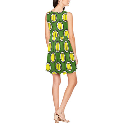 Durian Pattern Print Design DR01 Sleeveless Dress