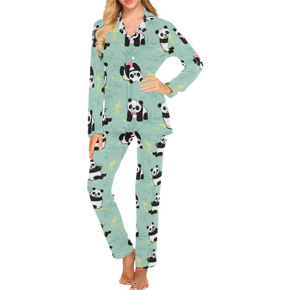 Panda Pattern Print Design A05 Women's Long Pajama Set
