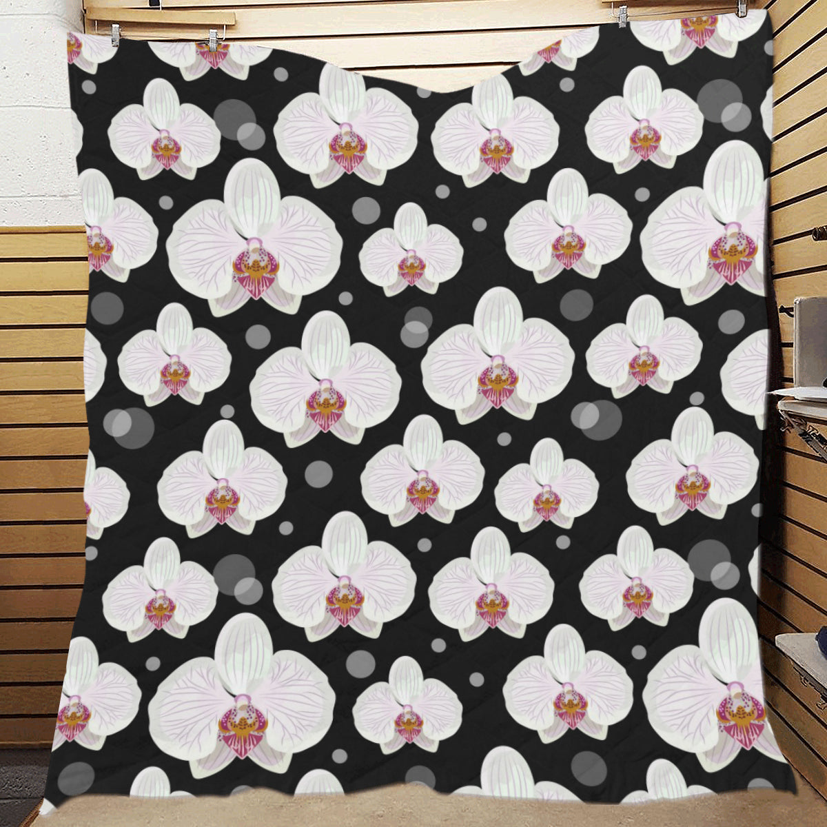 Orchid White Pattern Print Design OR09 Premium Quilt