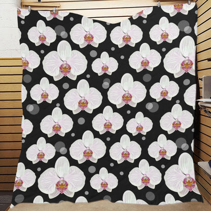 Orchid White Pattern Print Design OR09 Premium Quilt