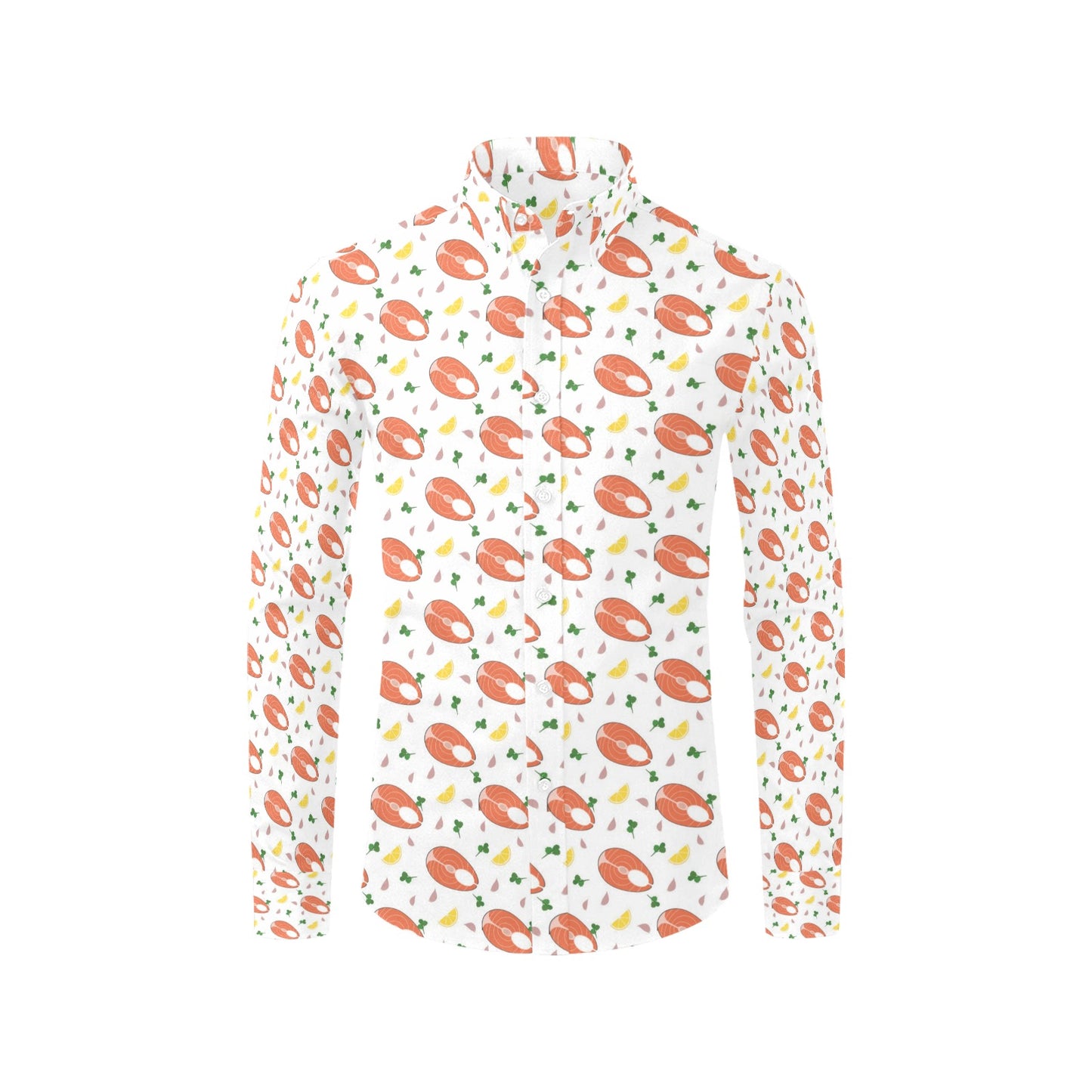 Salmon Steak Print Design LKS303 Men's Long Sleeve Dress Shirt