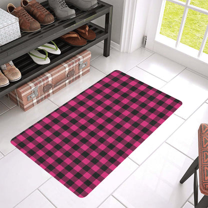 Pink Tartan Plaid Pattern Rubber Doormat