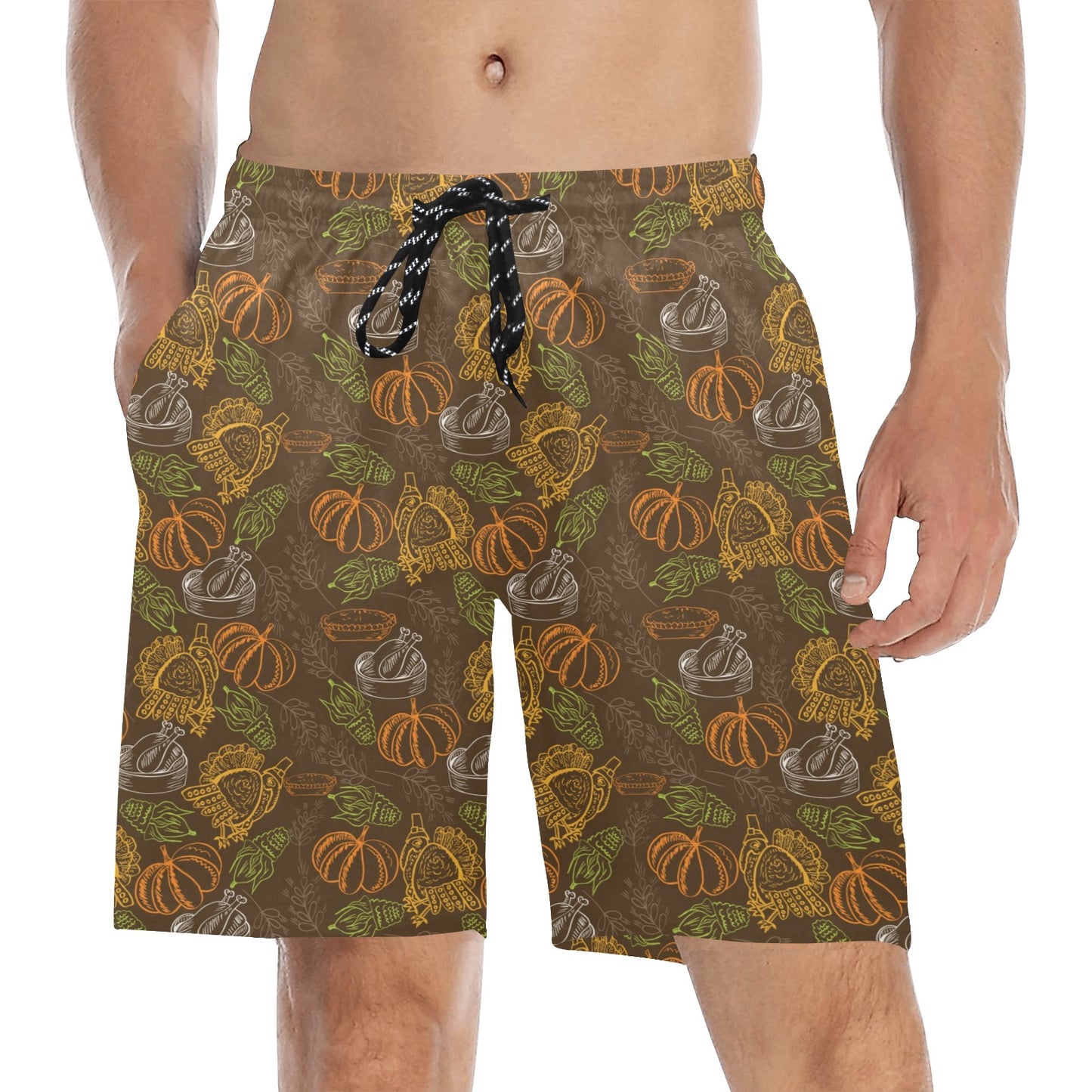 Thanksgiving Print Design LKS301 Men's Swim Trunks Beach Shorts