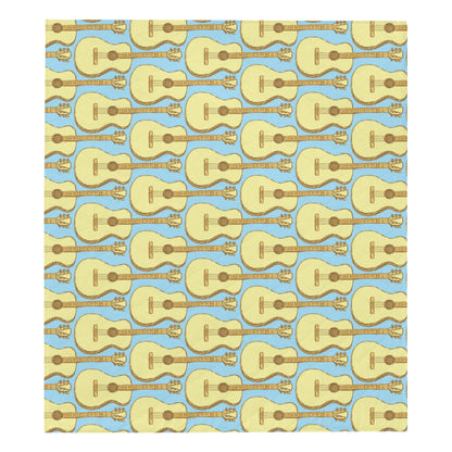 Acoustic Guitar Pattern Print Design 03 Premium Quilt