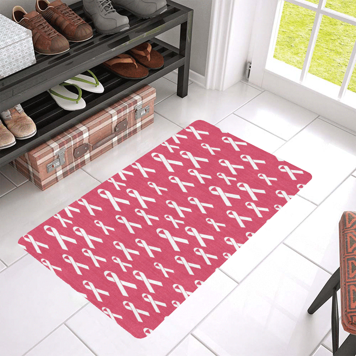 Breast Cancer Awareness Symbol Rubber Doormat