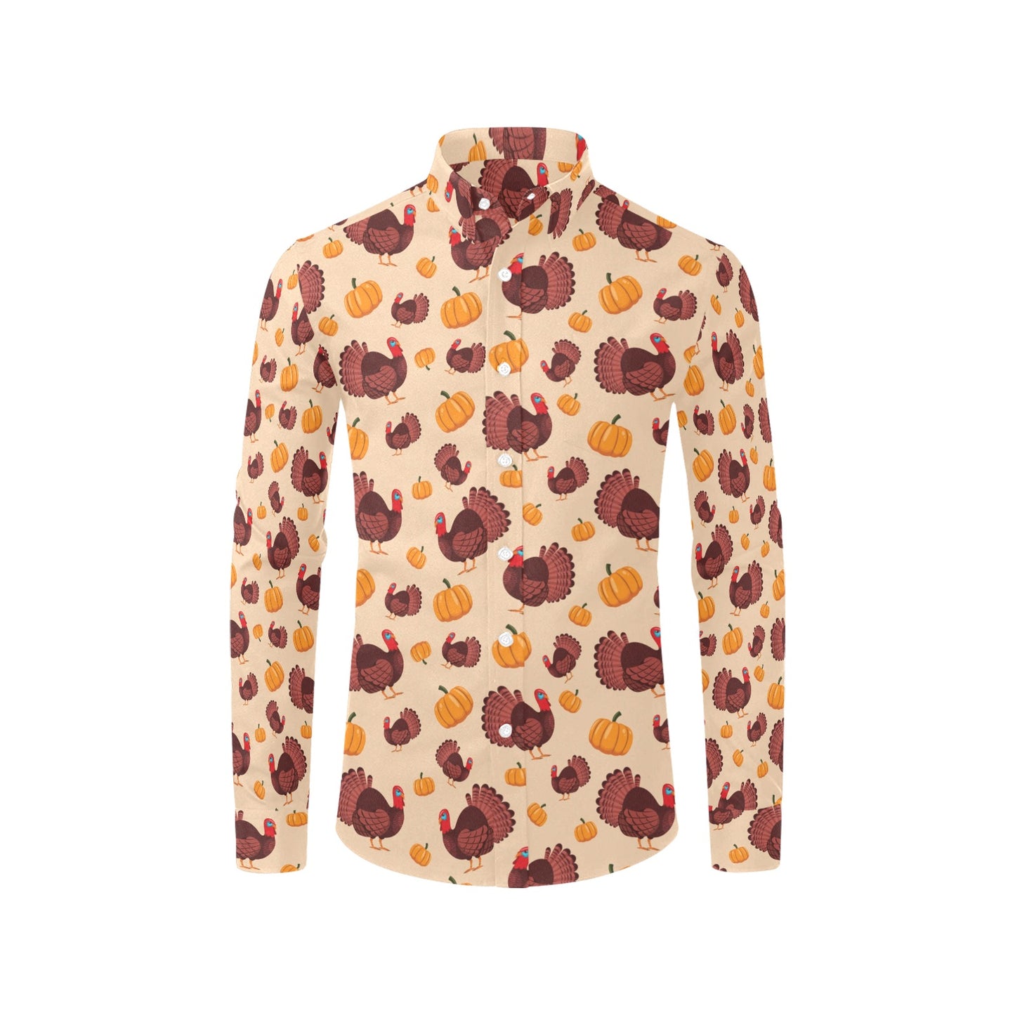 Thanksgiving Print Design LKS308 Men's Long Sleeve Dress Shirt