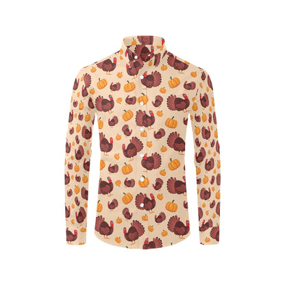 Thanksgiving Print Design LKS308 Men's Long Sleeve Dress Shirt