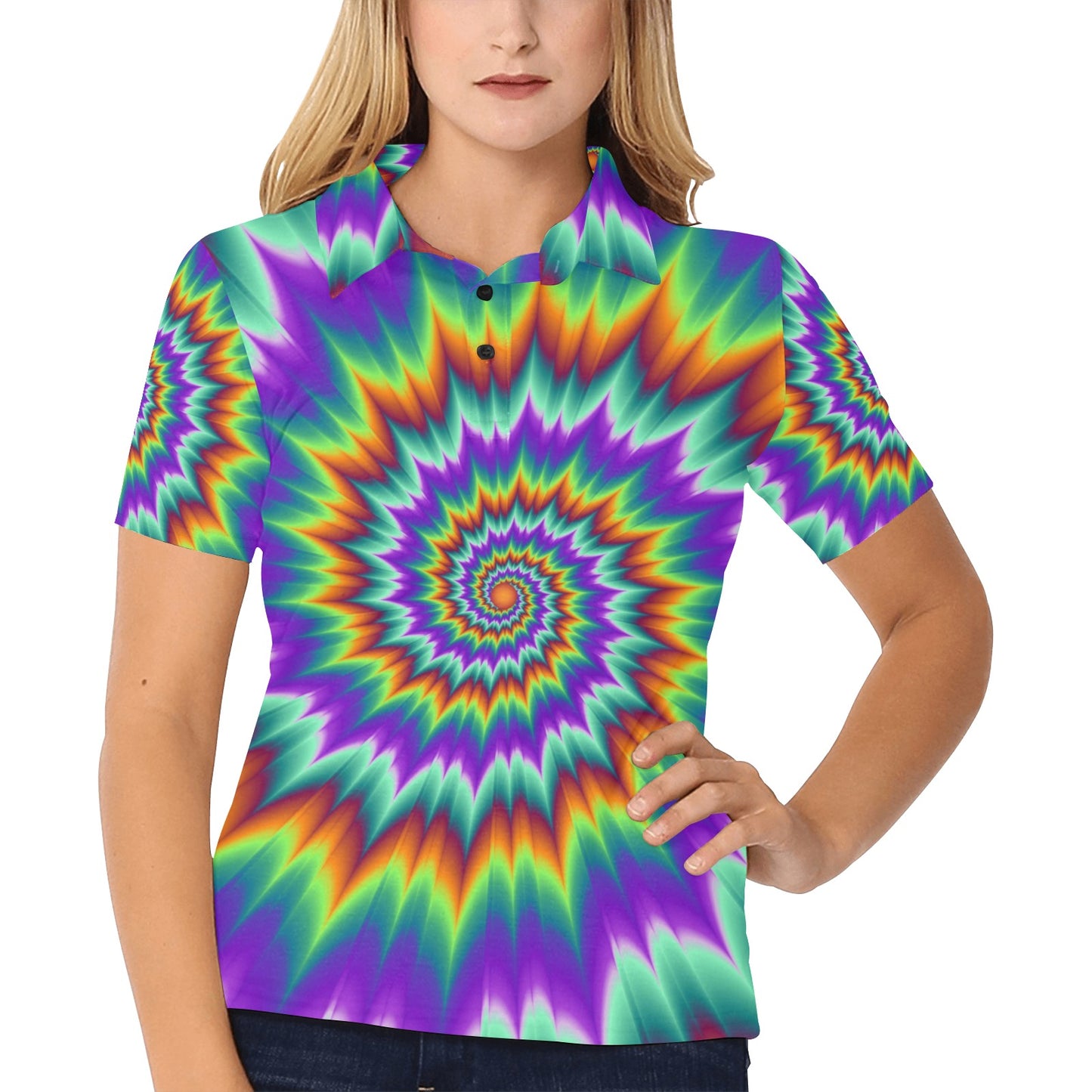 Optical illusion Pulsing fiery spirals Women's Polo Shirt