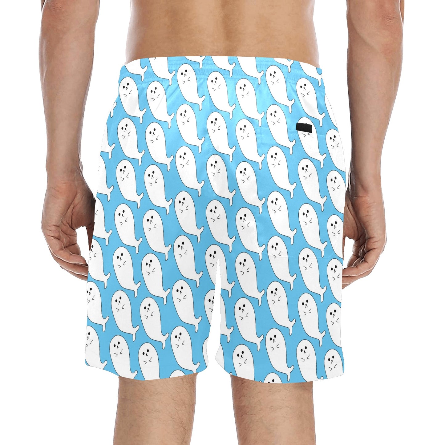 Sea Lion Print Design LKS402 Men's Swim Trunks Beach Shorts