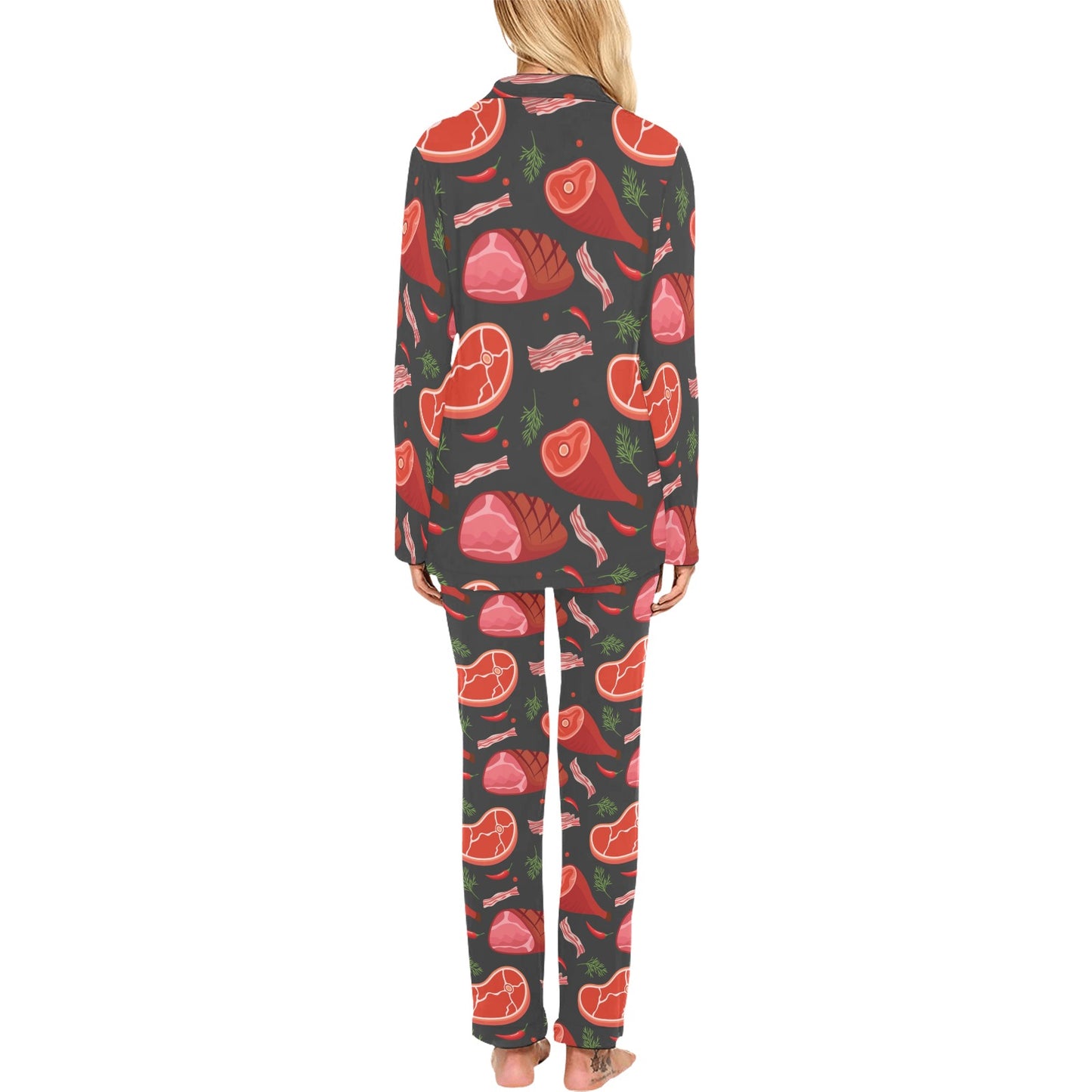 Meat Pattern Print Design 03 Women's Long Pajama Set