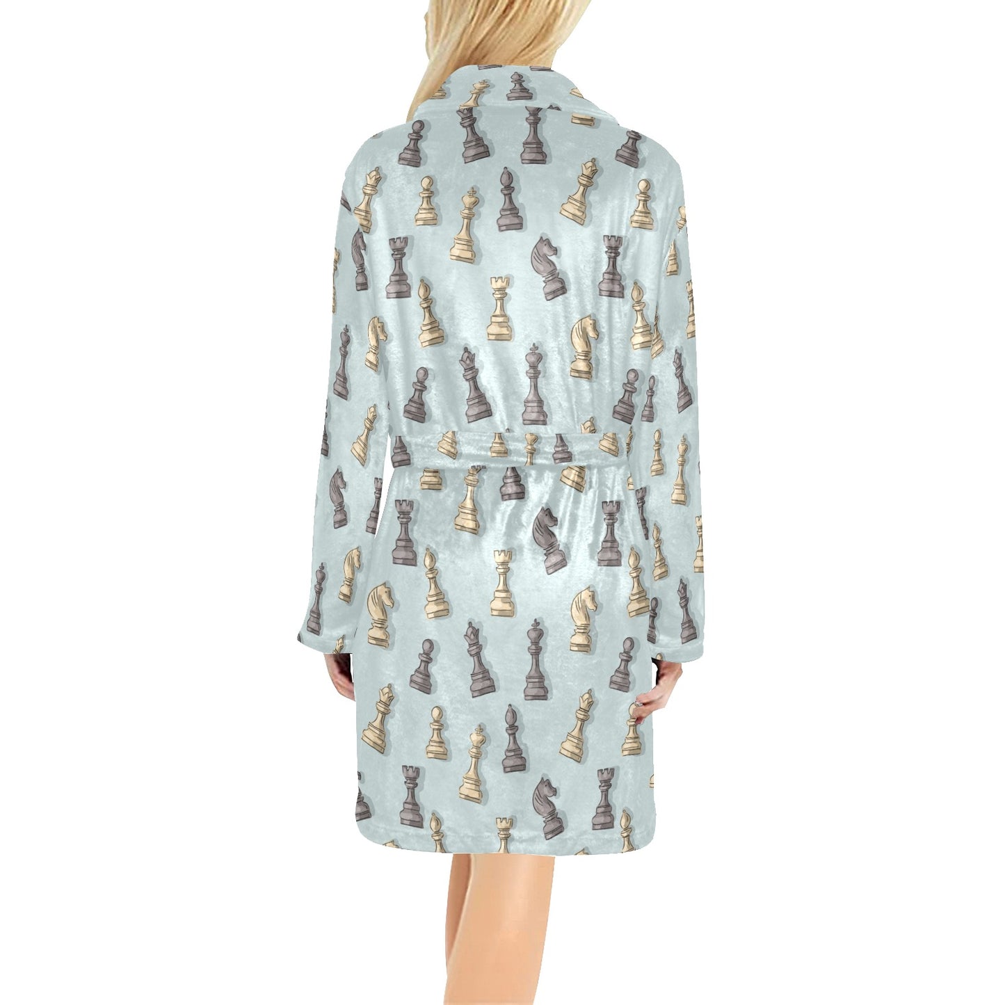 Chess Pattern Print Design 02 Women's Fleece Robe