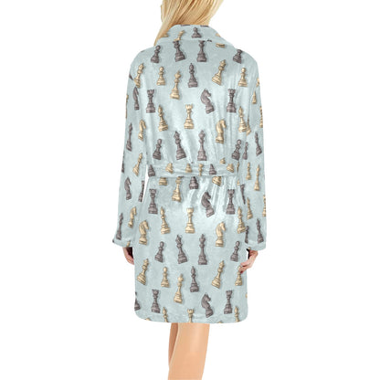 Chess Pattern Print Design 02 Women's Fleece Robe