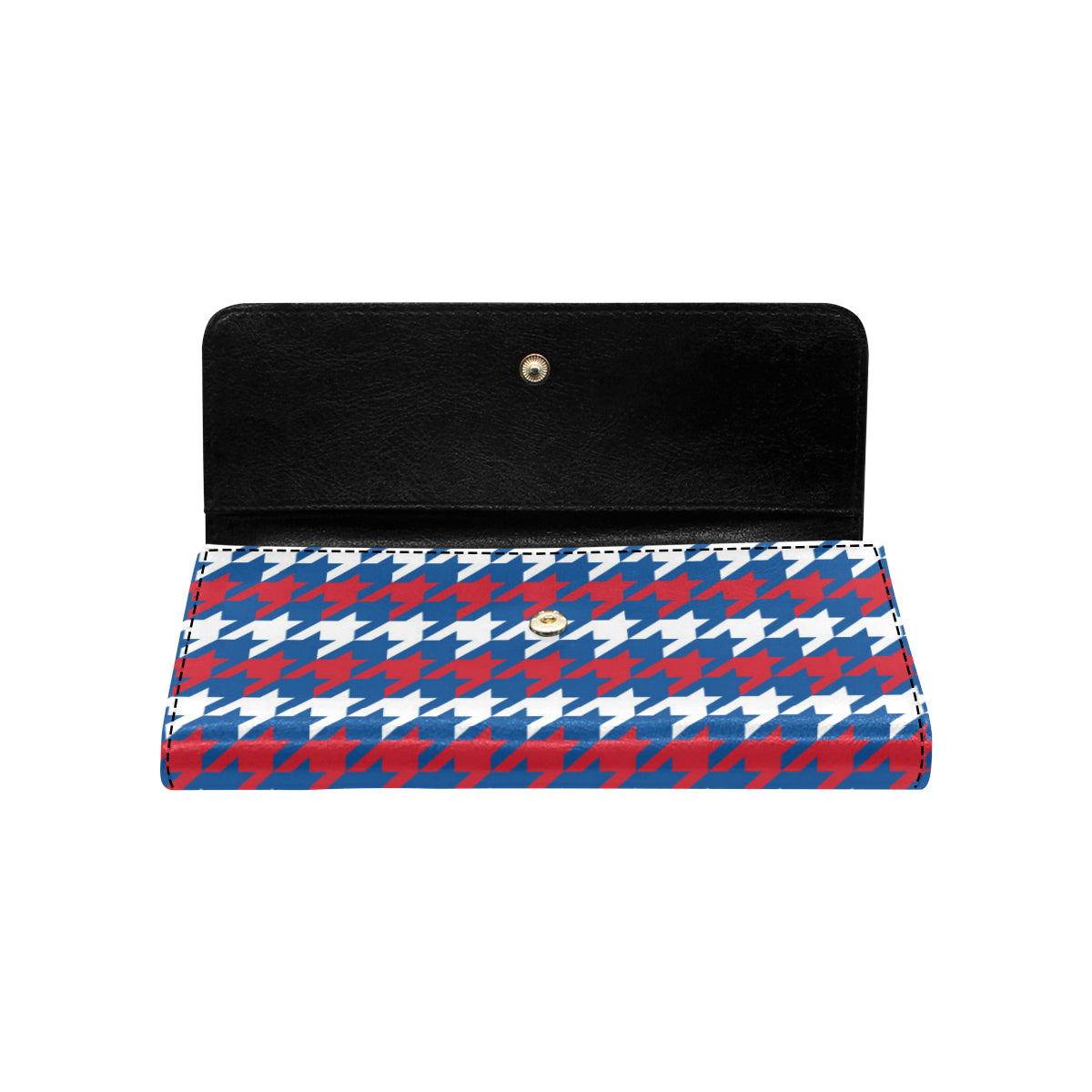 Patriotic Houndstooth Pattern Print Design A02 Women's Trifold Wallet