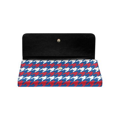 Patriotic Houndstooth Pattern Print Design A02 Women's Trifold Wallet
