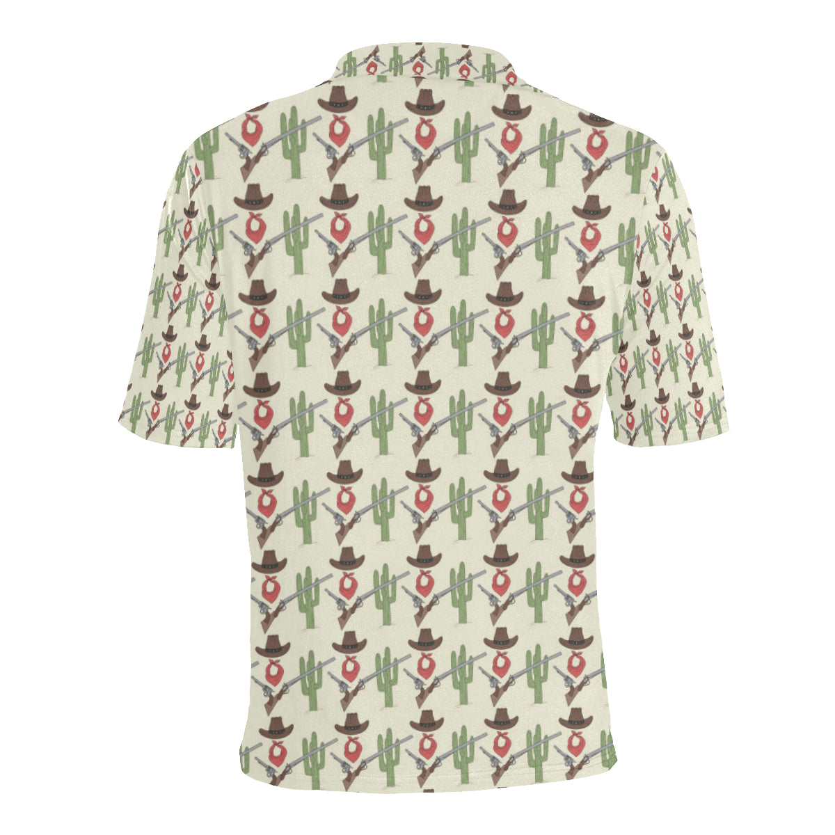 Western Cowboy Print Men Polo Shirt