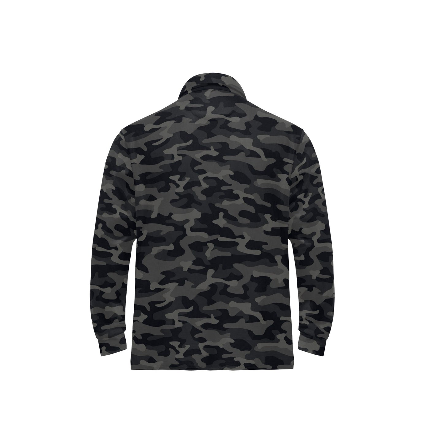 Camo Black Pattern Print Design 02 Long Sleeve Polo Shirt For Men's