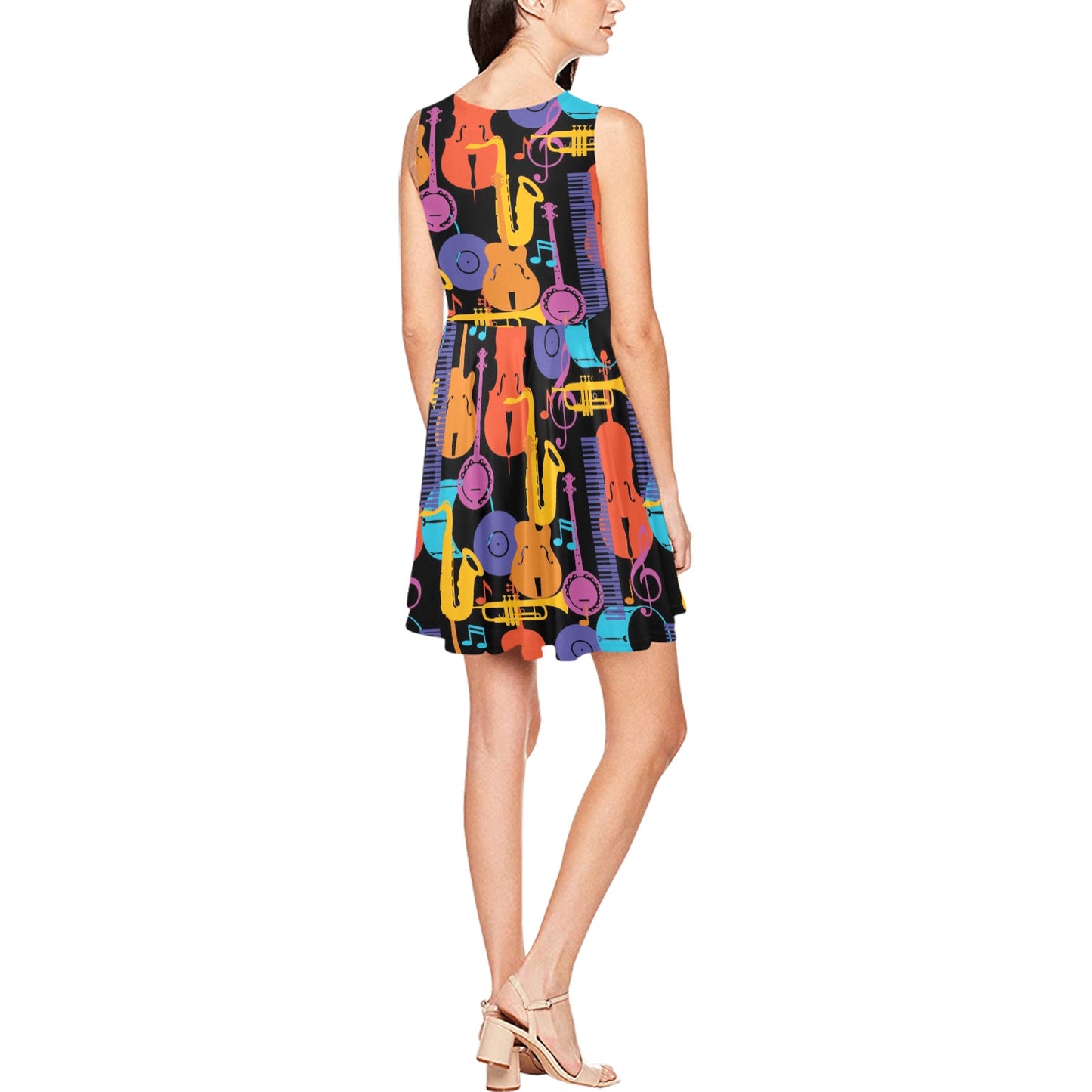 Jazz Pattern Print Design 03 Sleeveless Dress