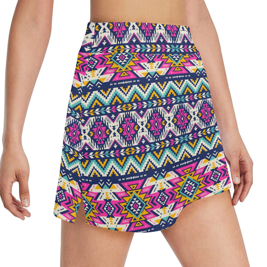 Aztec Pink Geometric Print Pattern 17" Golf & Pickleball Skort with Pockets