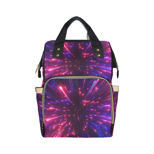 Celestial Purple Blue Neon Speed Light Diaper Bag Backpack