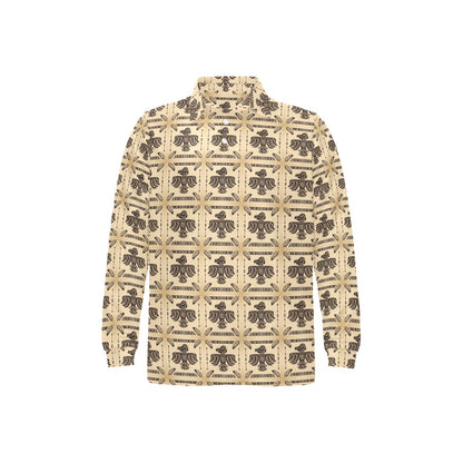 Native American Themed Design Print Long Sleeve Polo Shirt For Men's