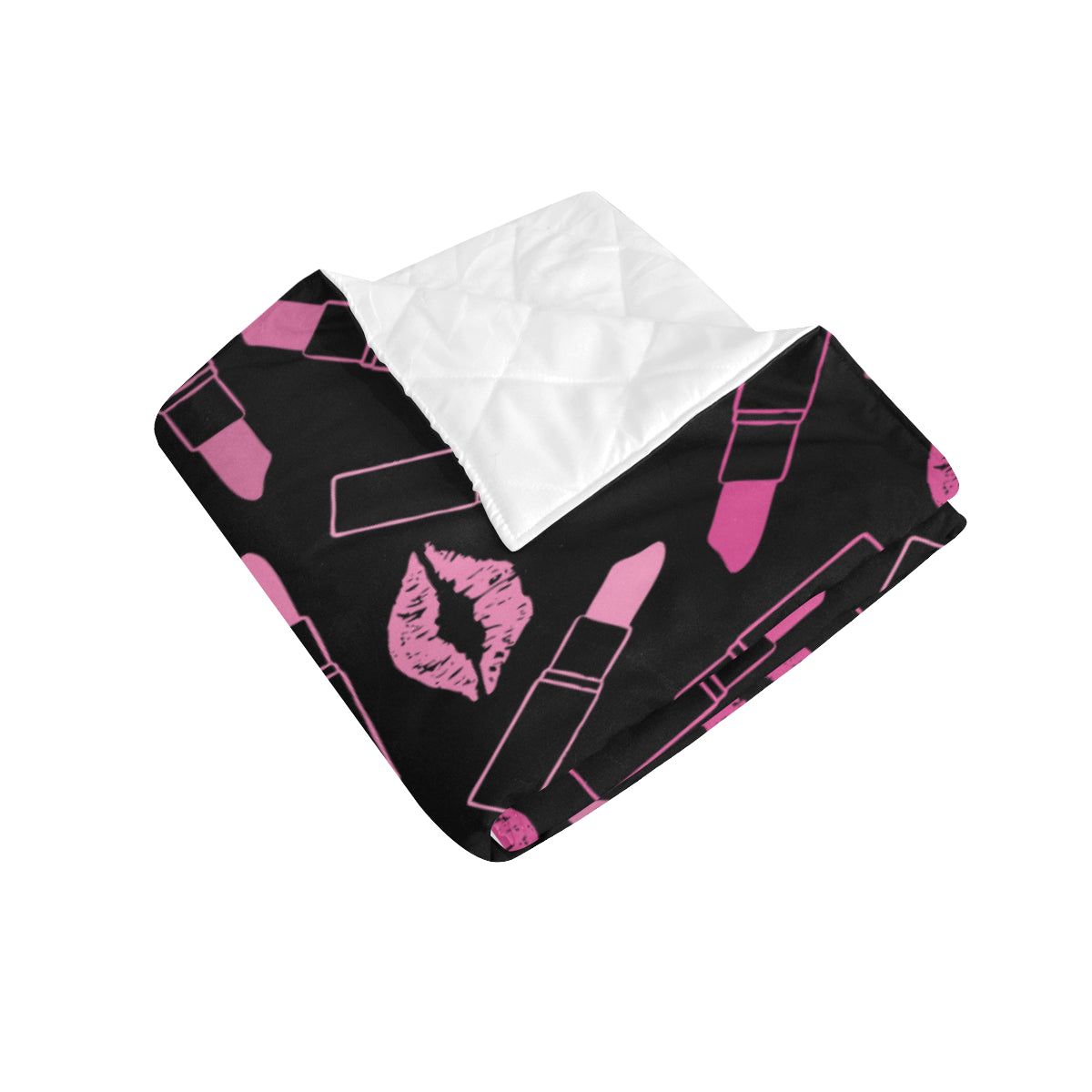 Lipstick Pink Pattern Print Design 01 Premium Quilt