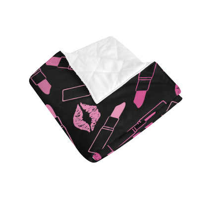Lipstick Pink Pattern Print Design 01 Premium Quilt