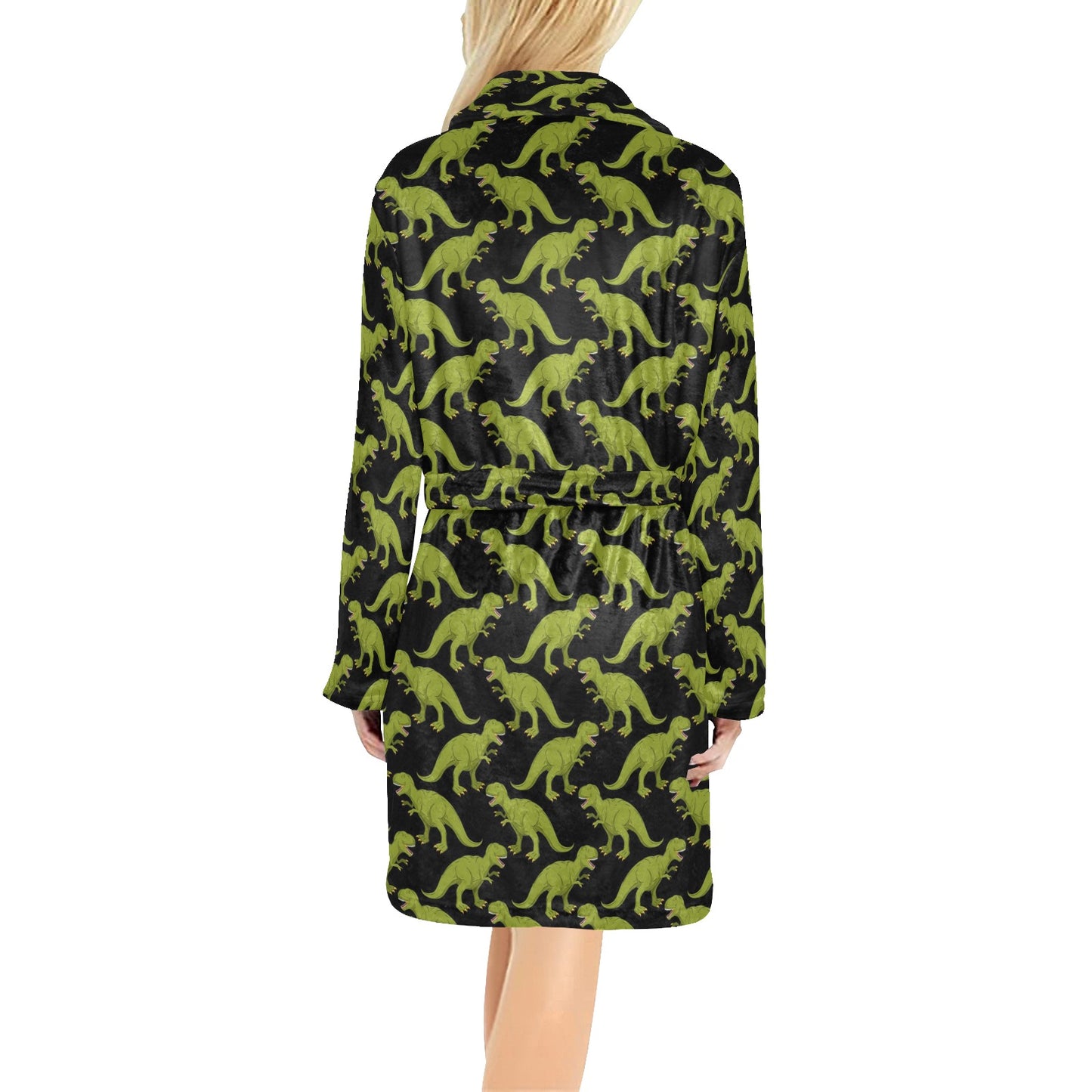 T Rex Pattern Print Design A02 Women's Fleece Robe