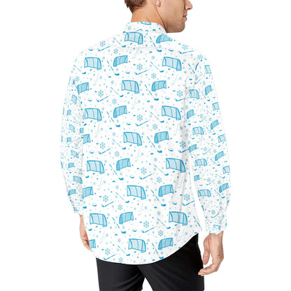 Hockey Print Design LKS303 Men's Long Sleeve Dress Shirt
