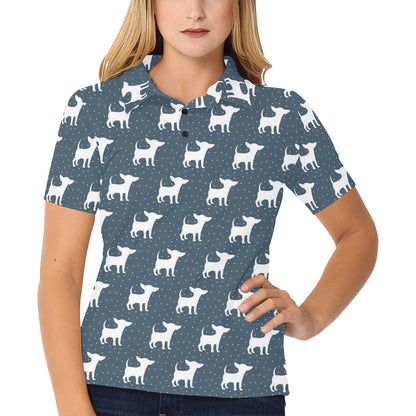 Chihuahua Pattern Print Design 03 Women's Polo Shirt