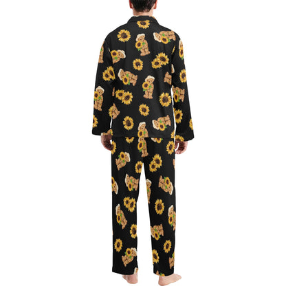 Sunflower Pattern Print Design SF016 Men's Long Pajama Set