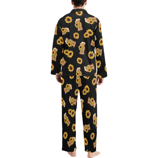 Sunflower Pattern Print Design SF016 Men's Long Pajama Set